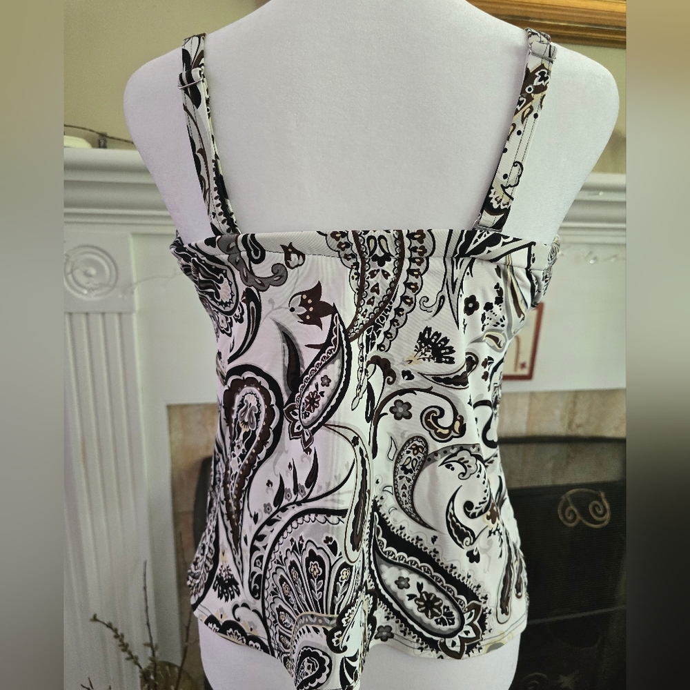 Lands' End Black and White Paisley Swim Top - Picture 5 of 6